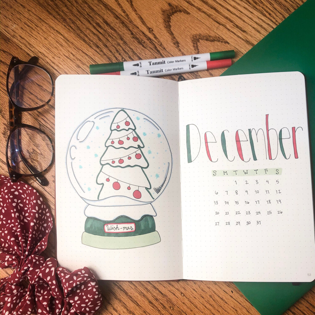 10 Festive Christmas Bullet Journal Ideas December Cover Page 