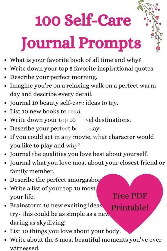 100 Self care Journal Prompts With Free Printable Journal Pages PDF 