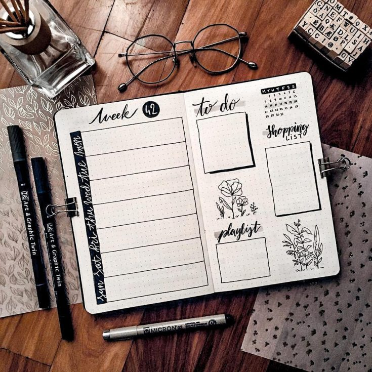 12 Minimalist Black And White Bullet Journal Pages Artofit