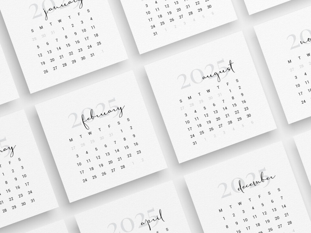 2025 Calendar 4x4 3x3 2x2 2025 Mini Calendar Printable Bujo Calendar 