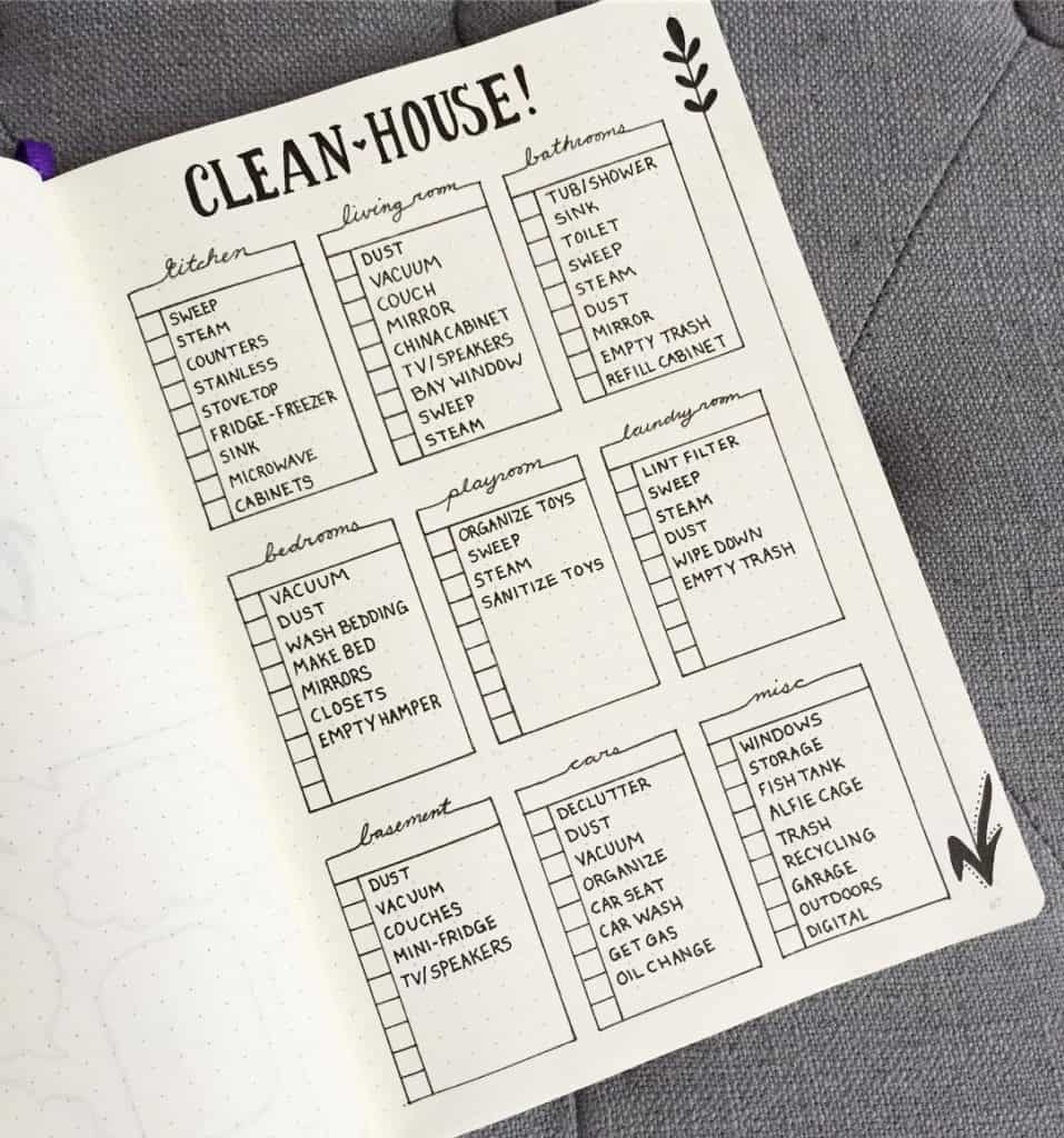 22 Bullet Journal Cleaning Schedule Trackers To Keep Your Home Squeaky 