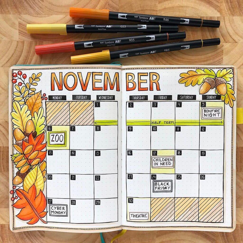 27 Incredible November Bullet Journal Cover Pages Free Printable 