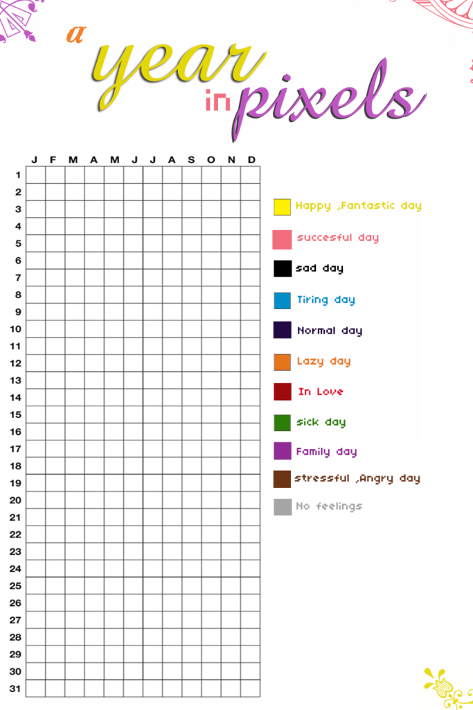 A Year In Pixels Printable Bullet Journal Mood Bullet Journal 