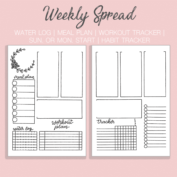 Awesome Free Bullet Journal Weekly Spread Printable The Petite Planner