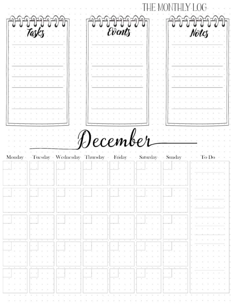 Bullet Journal Calendar Free Customizable Printable