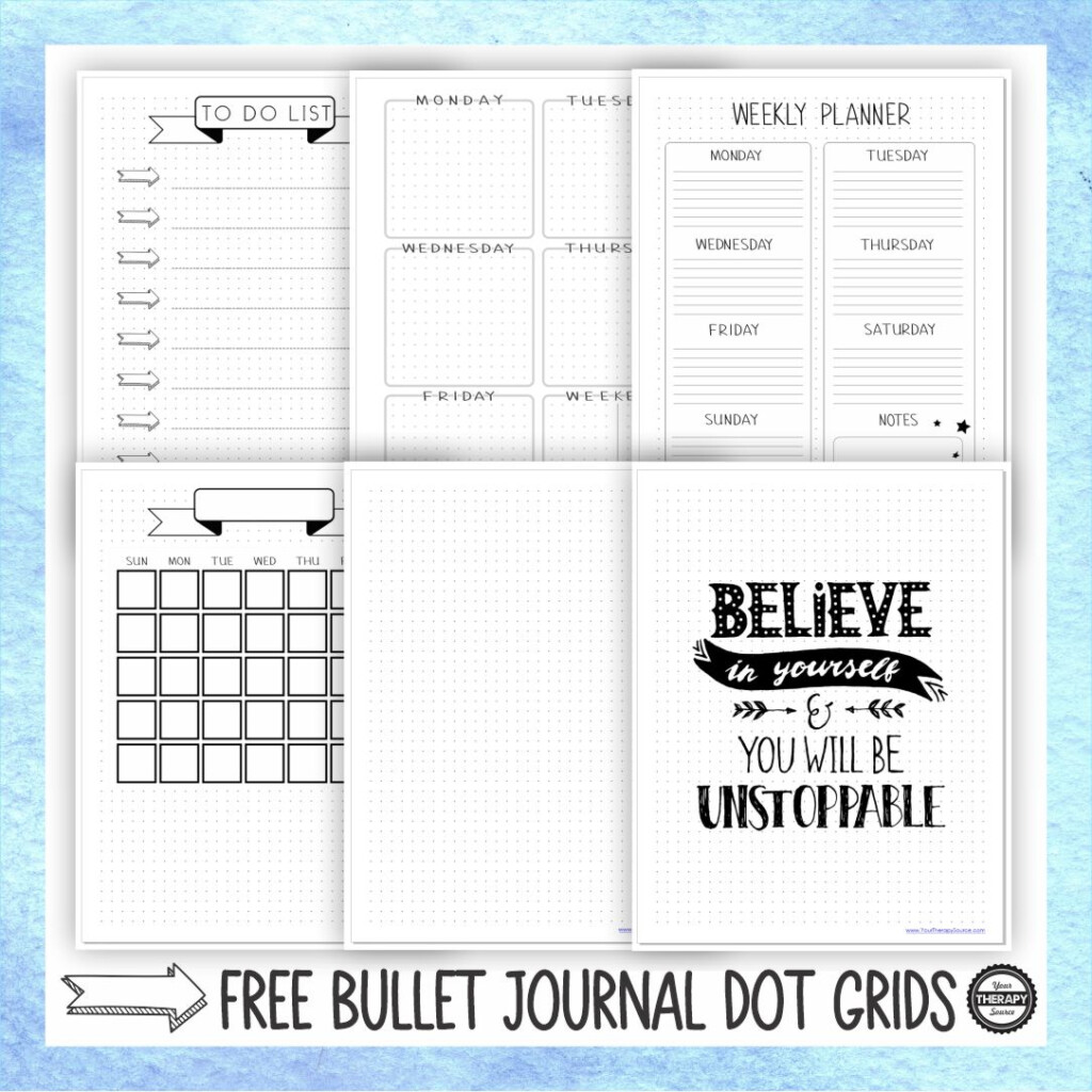 Bullet Journal Dot Grid Printable Journal Pages FREE Your Therapy 