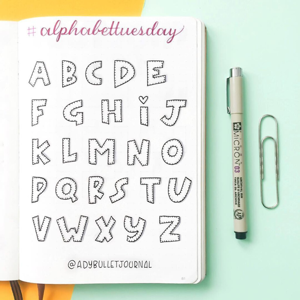 Bullet Journal Fonts with Free Hand Lettering Worksheets 