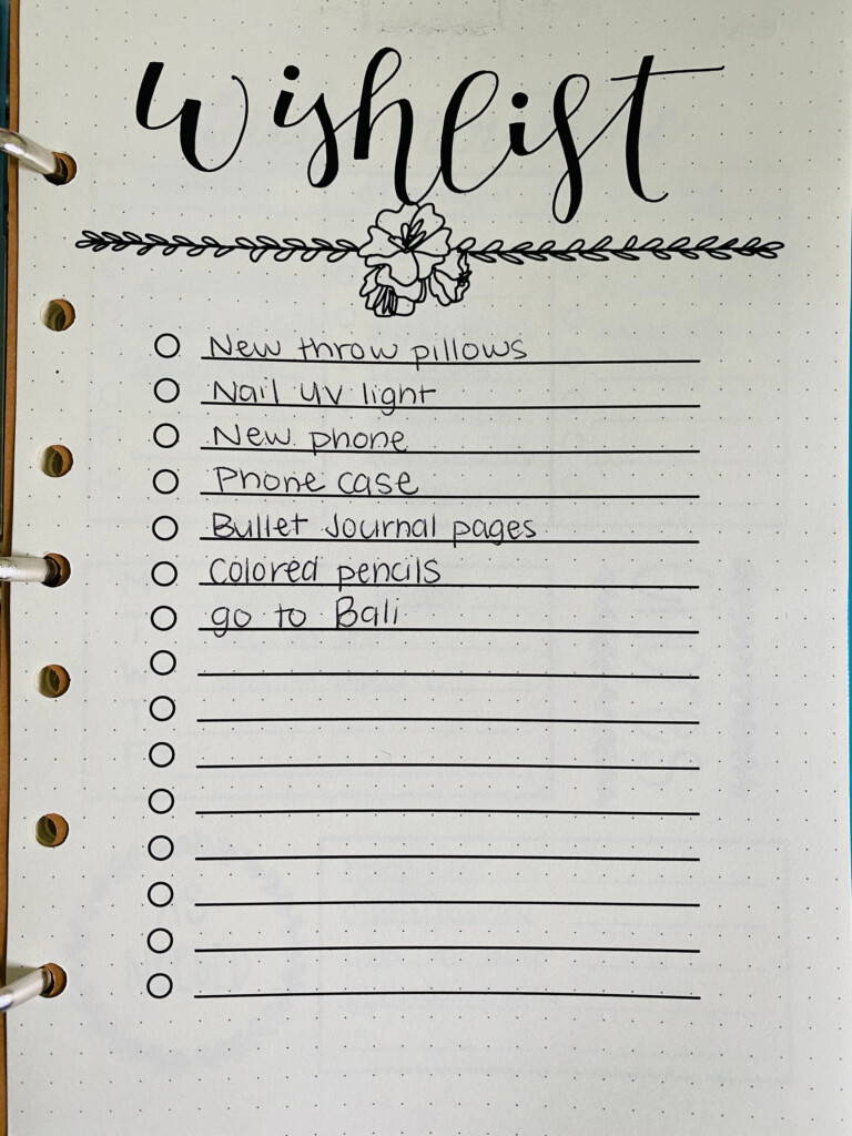 Bullet Journal Imprimable Liste De Souhaits Etsy France