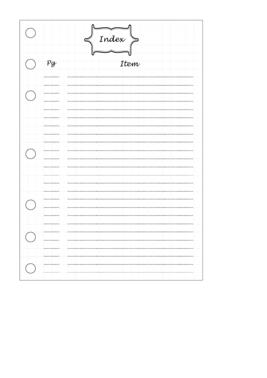 Bullet Journal Index Page Template Printable Pdf Download