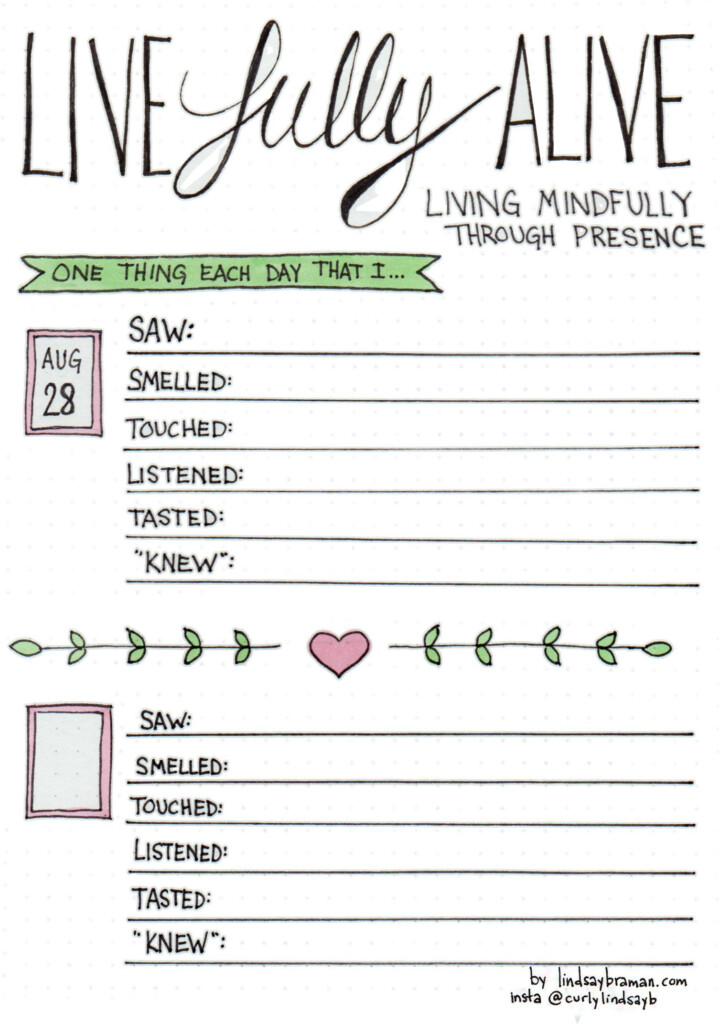 Bullet Journal Layout For Tracking Mindfulness Through Senses Bullet 