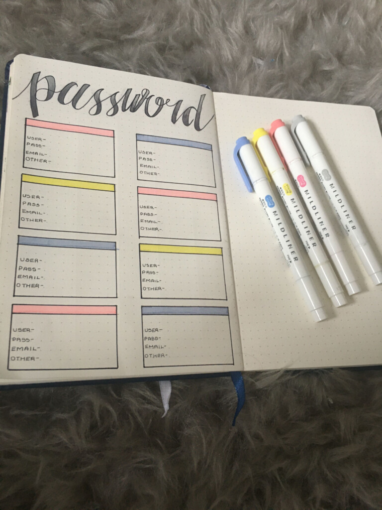 Bullet Journal Password Page Bullet Journal Mood Tracker Ideas 