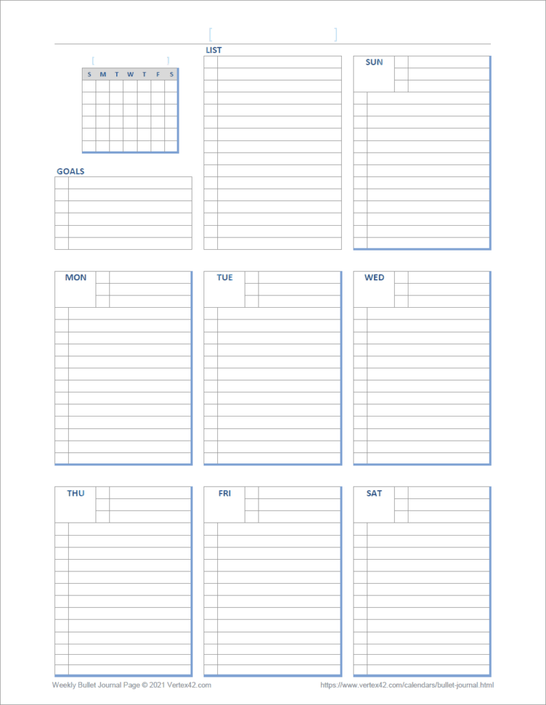 Bullet Journal Templates For Excel And PDF