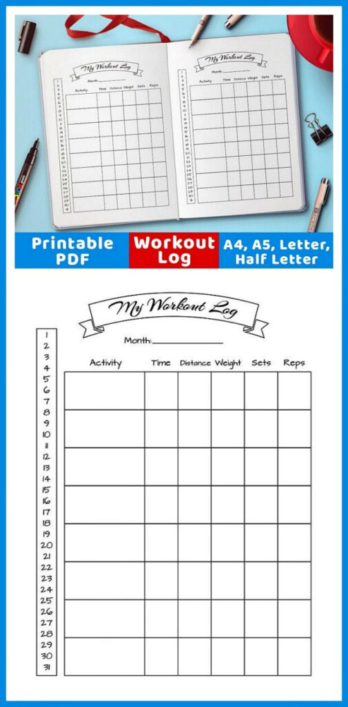 Bullet Journal Workout Log Exercise Tracker Bujo Printable Etsy 