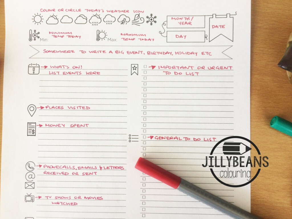 Daily Bullet Journal Diary Planner A4 Printable Template To Etsy 