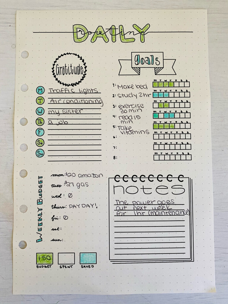 Daily Bullet Journal Template