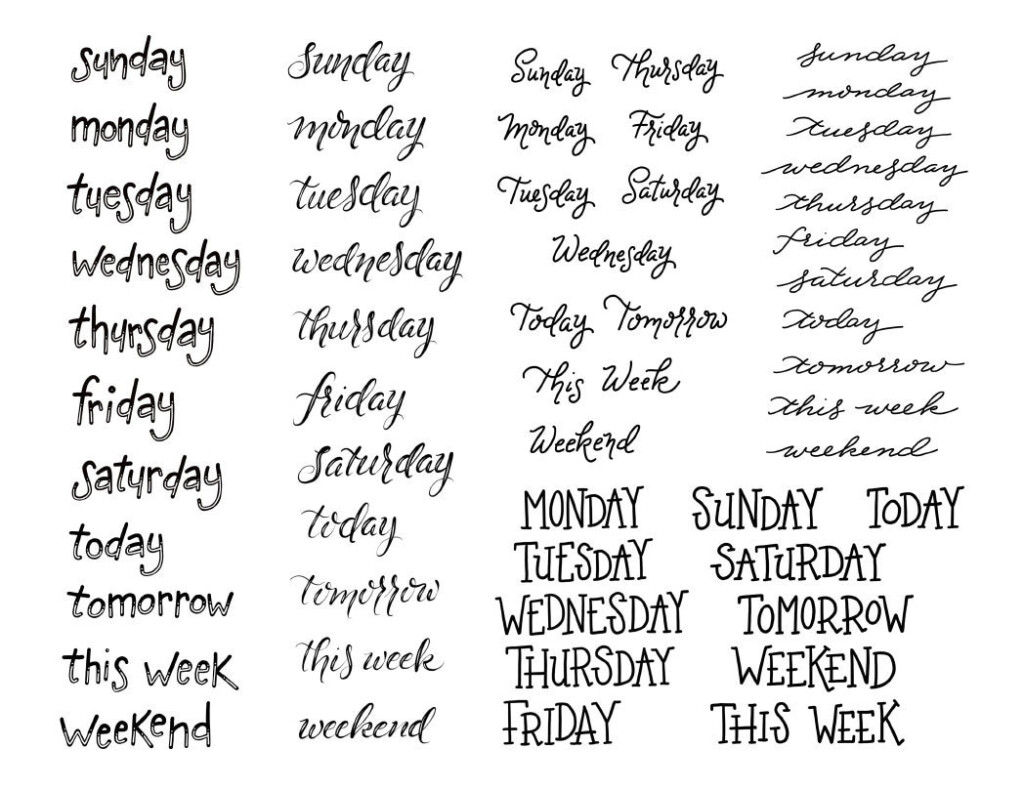 Days Of The Week Stickers Bullet Journal Planner Printable Etsy 