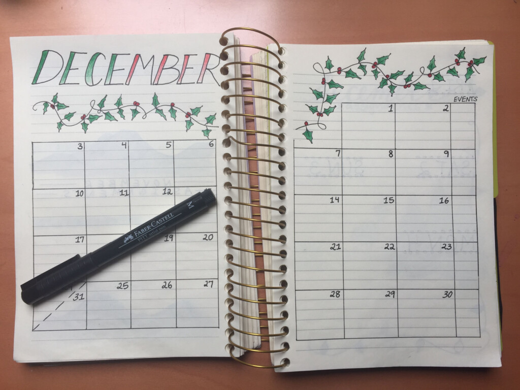 December Bullet Journal Calendar Printable And Enjoyable Learning