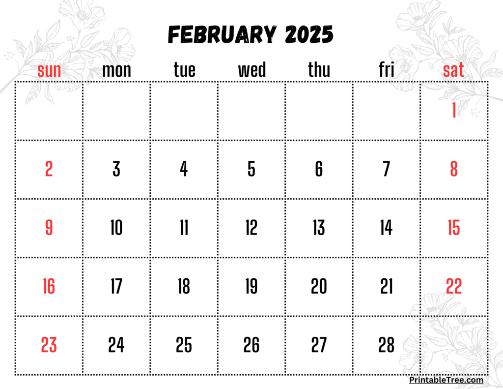 February 2025 Calendar Pdf Printable Free Ami Jackelyn