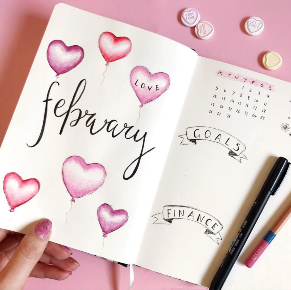 February Cover Page Bullet Journal Printable Templates Free