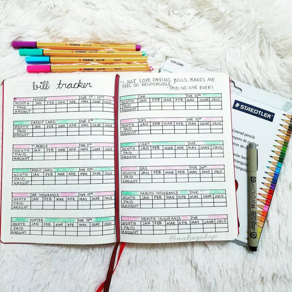 Free Bullet Journal Bill Tracker Printable Free Printable Templates