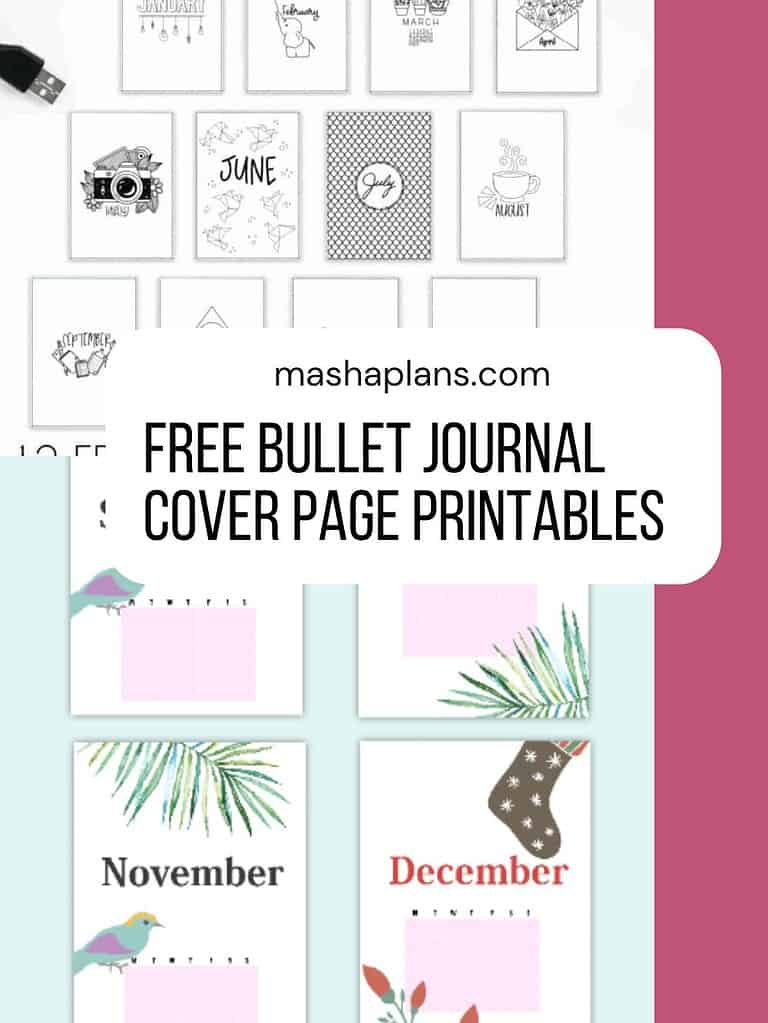 Free Bullet Journal Cover Page Printables Masha Plans