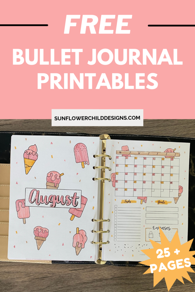 Free Bullet Journal Printables 25 Pages With Doodles Sunflower Child 