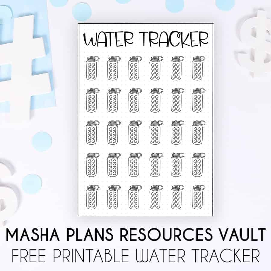 Free Bullet Journal Water Tracker Printables Masha Plans