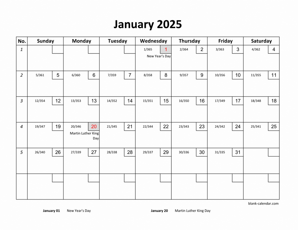 Free Download Printable January 2025 Calendar With Check Boxes