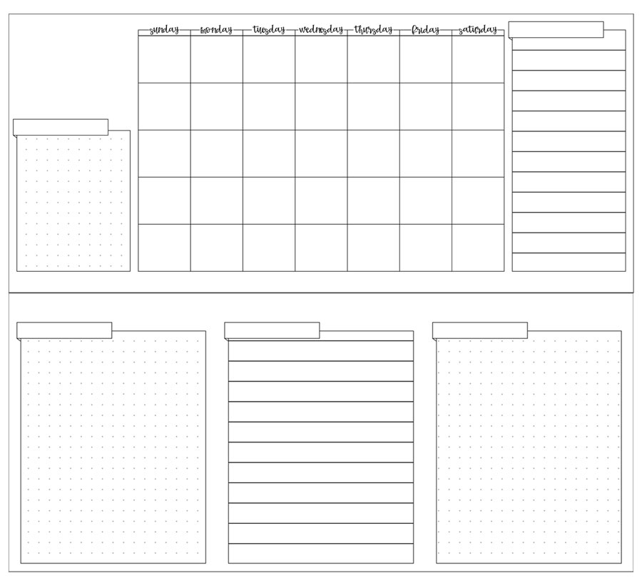 Free Monthly Fauxbonichi Printables Bullet Journal Style Monthly Spreads