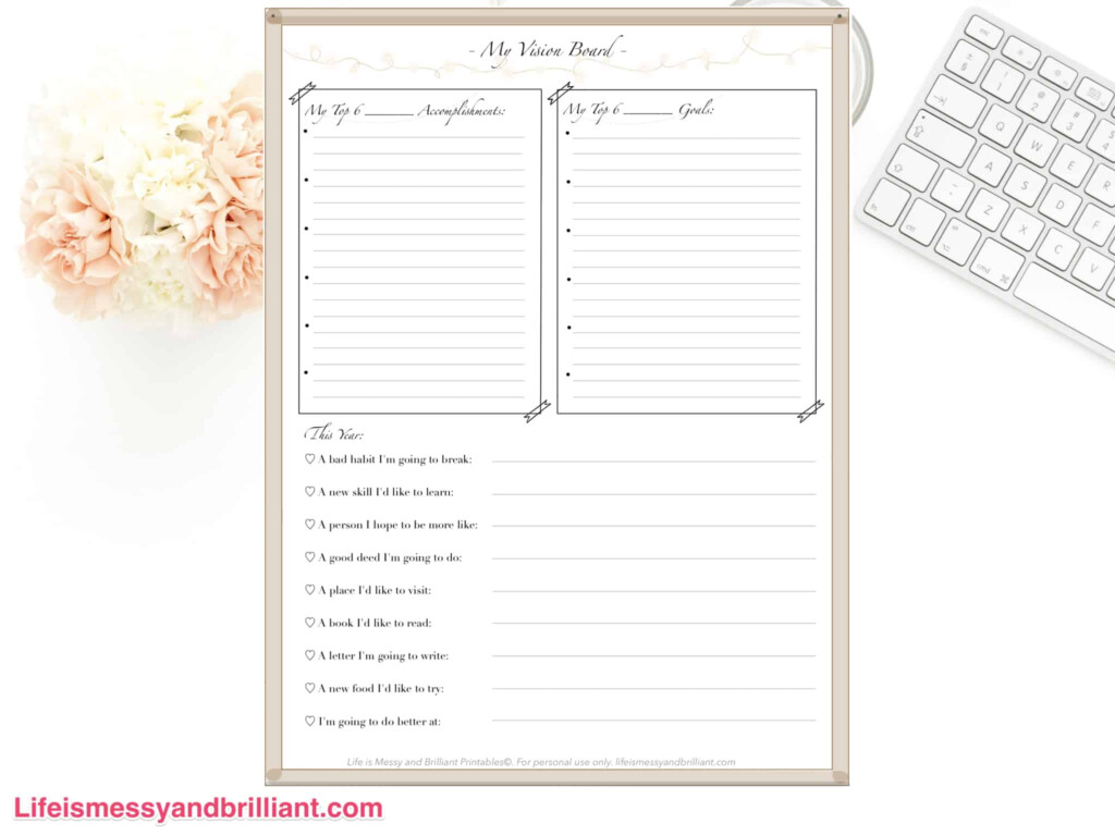 FREE New Year Vision Board Bullet Journal Printable