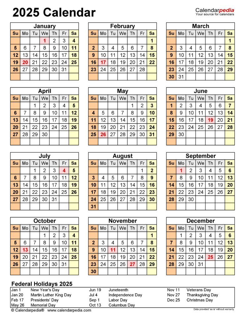 Free Printable 2025 Calendar With Holidays Printable Templates By Nora