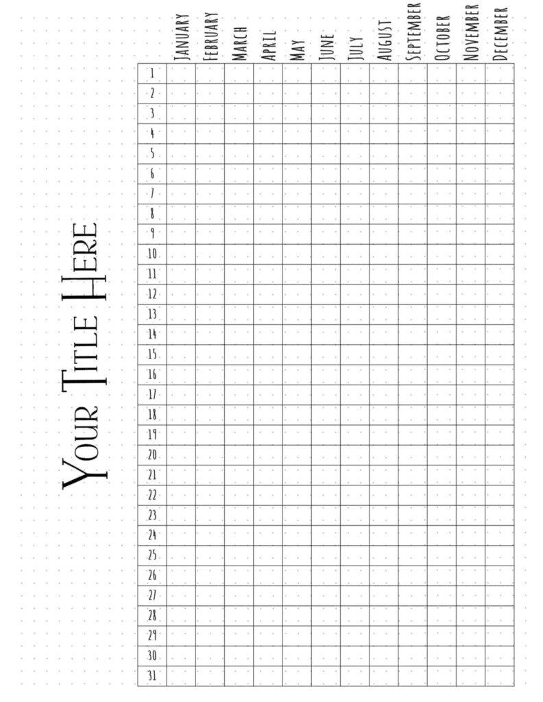 FREE Printable Bullet Journal Year At A Glance Calendar