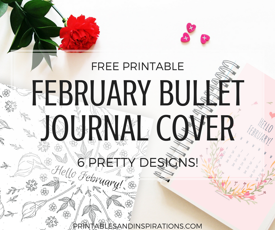 Free Printable February Bullet Journal Cover Page And February Calendar 