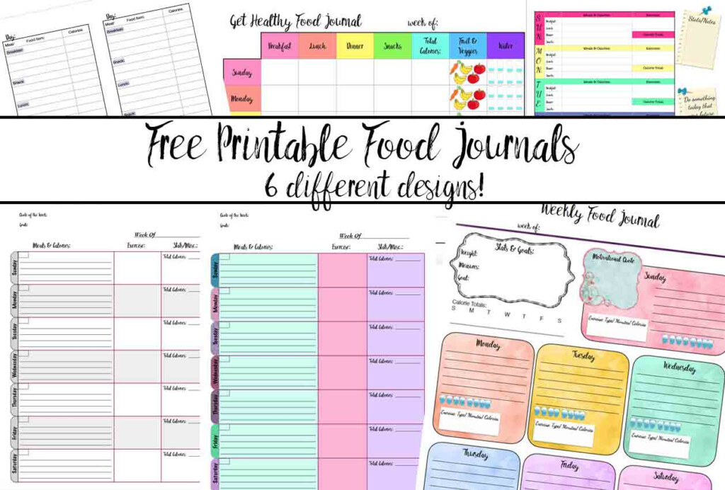 Free Printable Food Journal 6 Different Designs