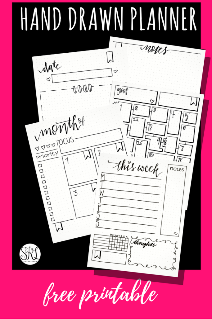 Free Printable Hand Drawn Bullet Journal Inserts Letter A5 And 