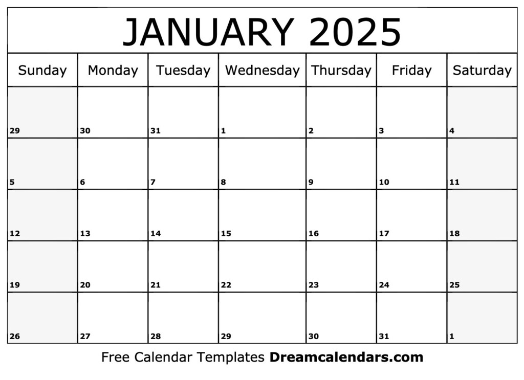 Free Printable January 2025 Calendar Month Julia Sosanna