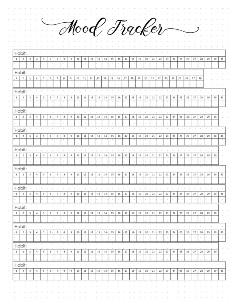 FREE Printable Mood Tracker Bullet Journal 20 Templates