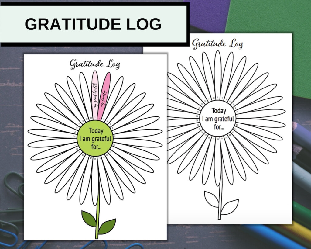 Gratitude Log Printable Gratitude Journal Flower Gratitude Etsy