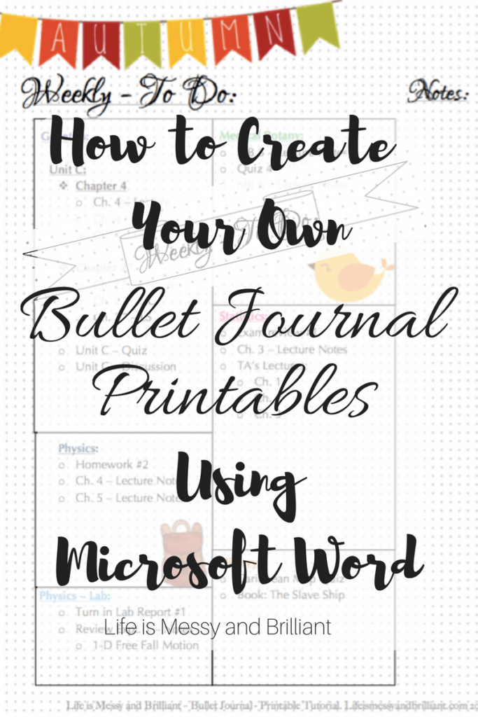 How To Create Bullet Journal Printables Using Microsoft Word Bullet 