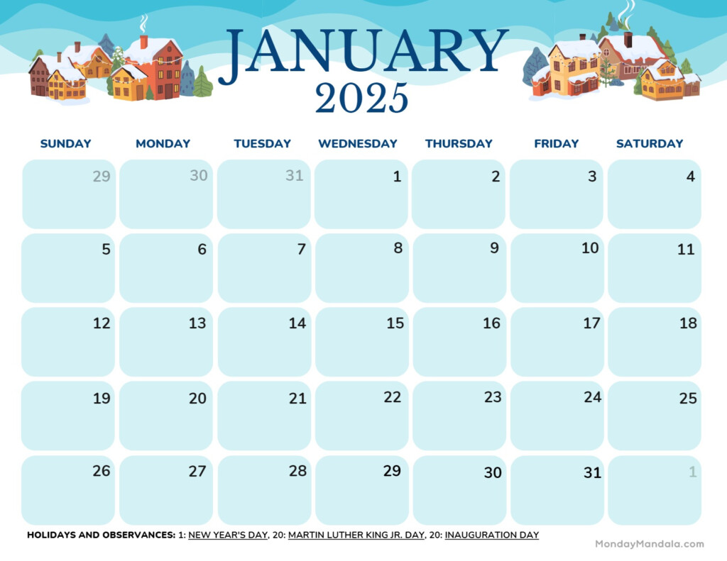 January 2025 Calendar 52 Free PDF Printables 