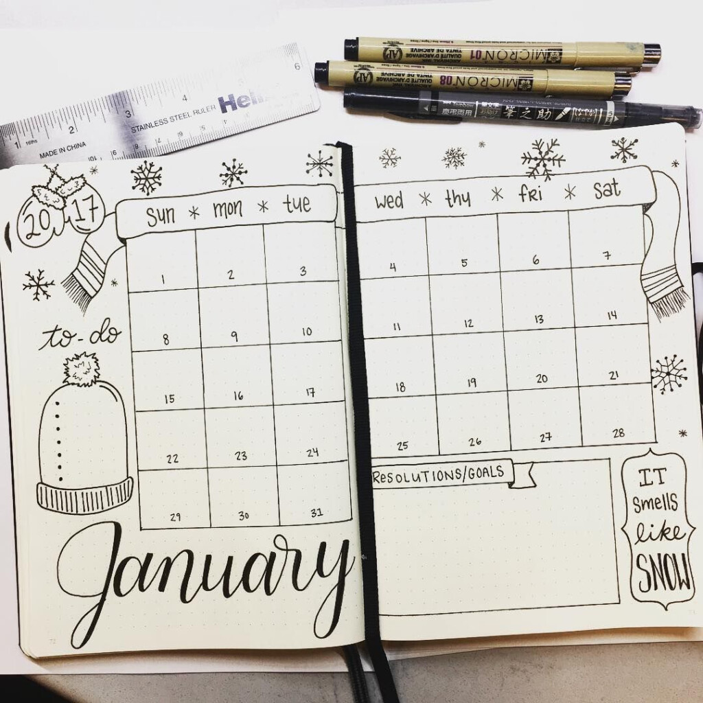 January Bullet Journal Calendar Printable Kids Entertainment