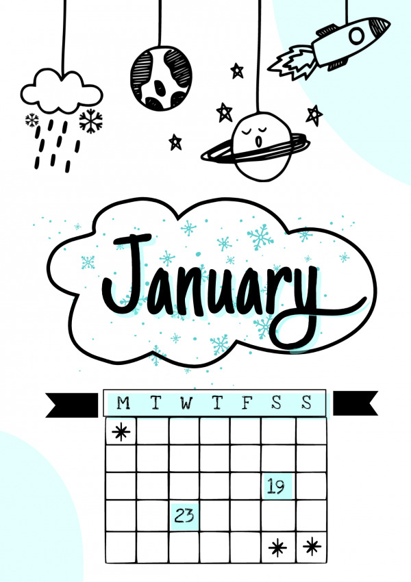  January Bullet Journal Cover Page MockoFUN