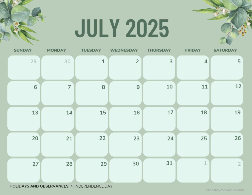 July 2025 Printable Calendar 52 Free PDF Printables 