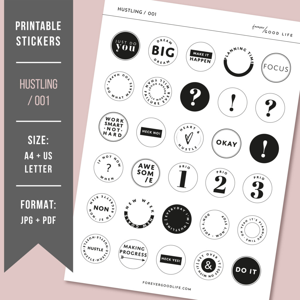 Minimalist Monochrome Bullet Journal Printable Stickers Minimalist 