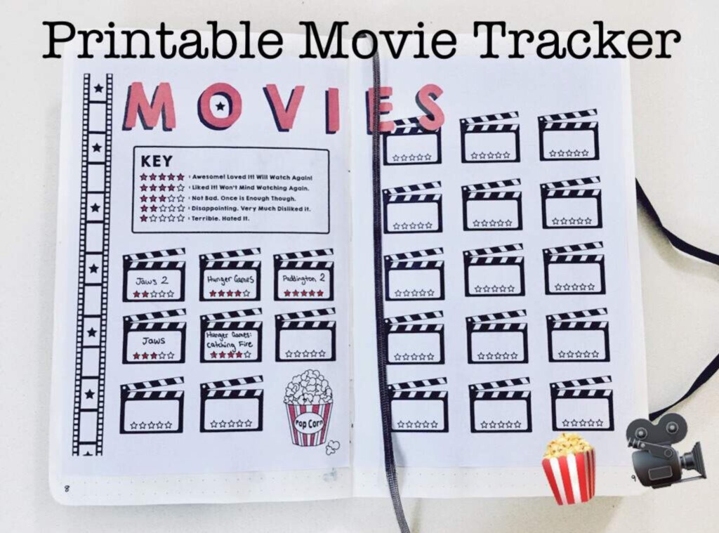 Movie Tracker Bullet Journal Printable 2 Printable Pages Created By 