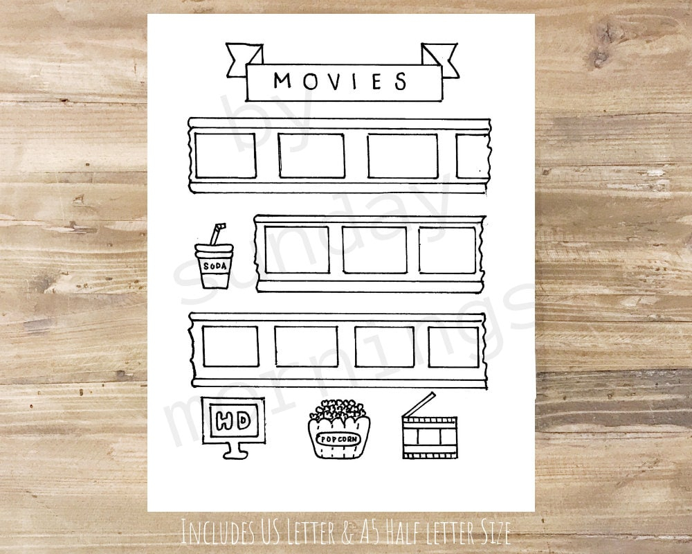 Movies To Watch Bullet Journal Printable Etsy