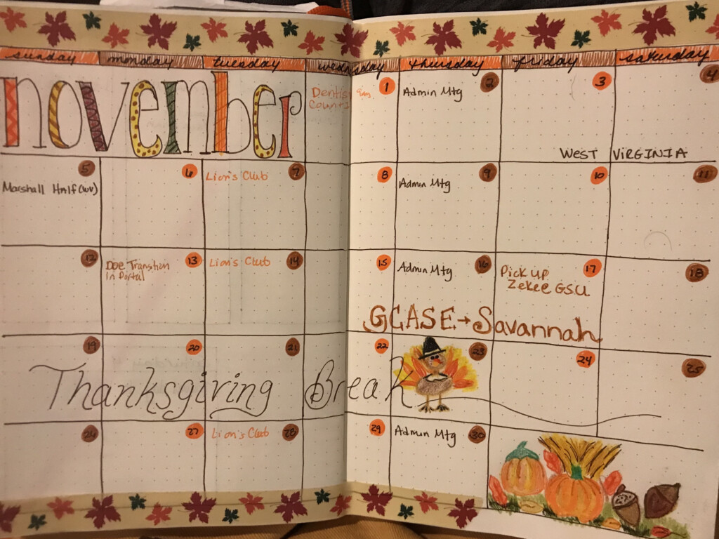 November Bullet Journal Calendar Printable Computer Tools