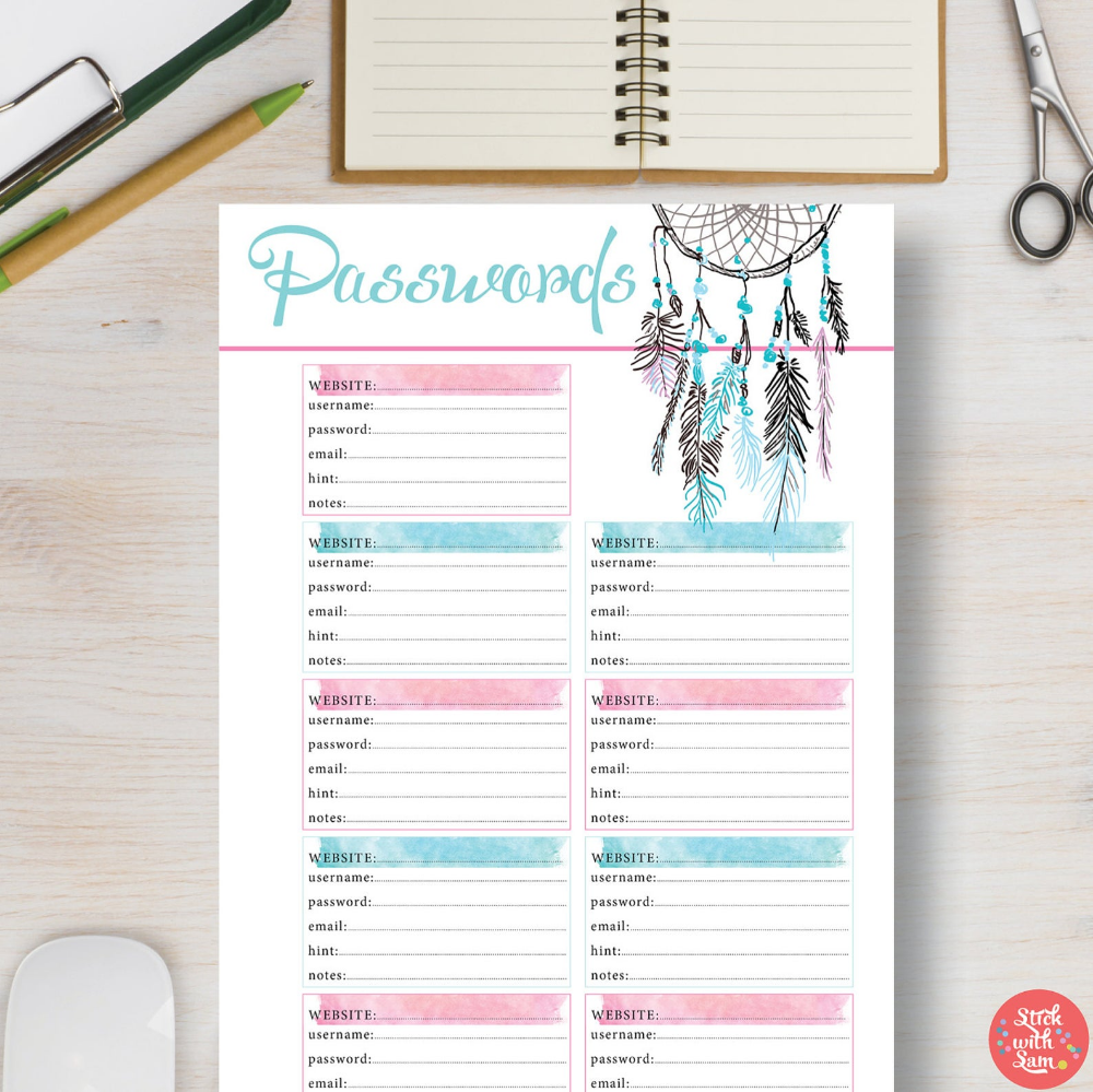 PASSWORD Printable Bullet Journal Printable Planner Dream Etsy 