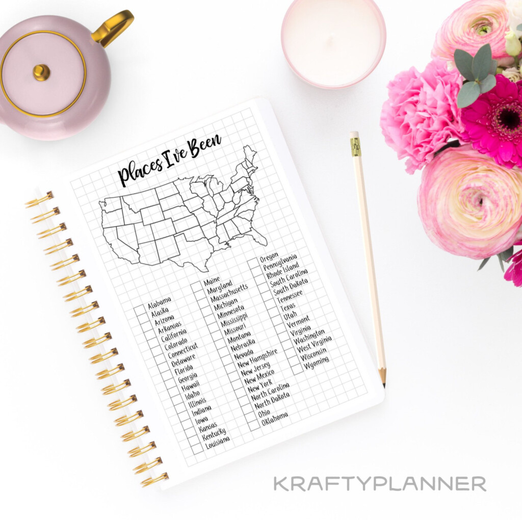 Places I ve Been USA Map Printable In 2020 Usa Map Bullet Journal 