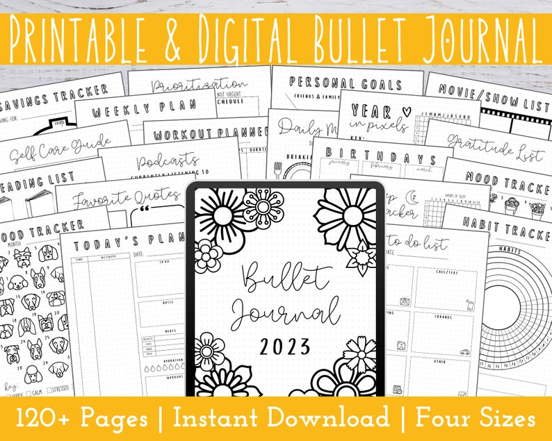 Printable Bullet Journal Bundle 2023 BUJO Insert Premade Etsy Singapore